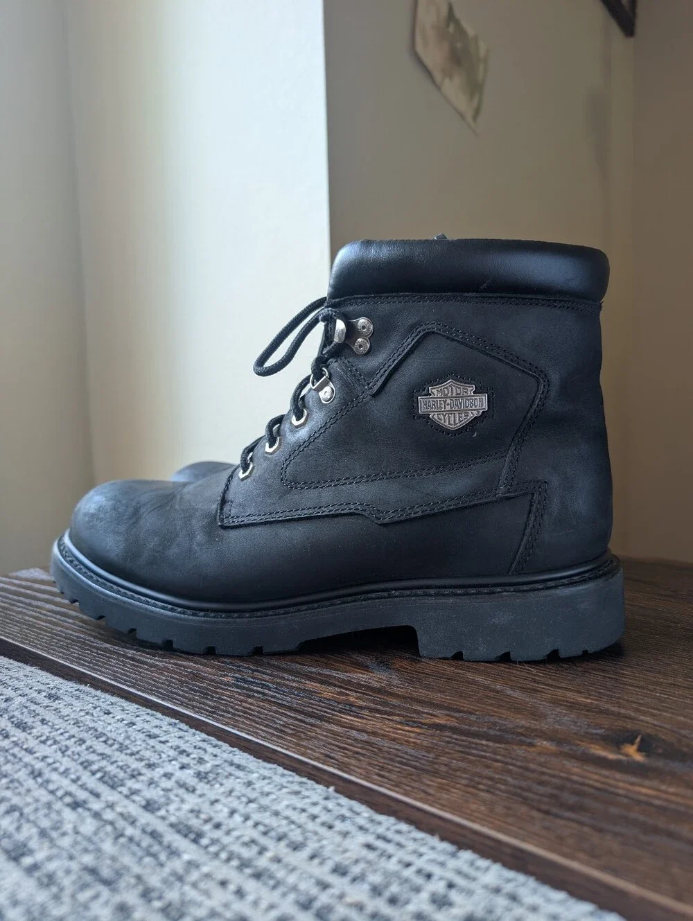 Harley-Davidson Badlands Black Nubuck Leather Motorcycle Biker Boots